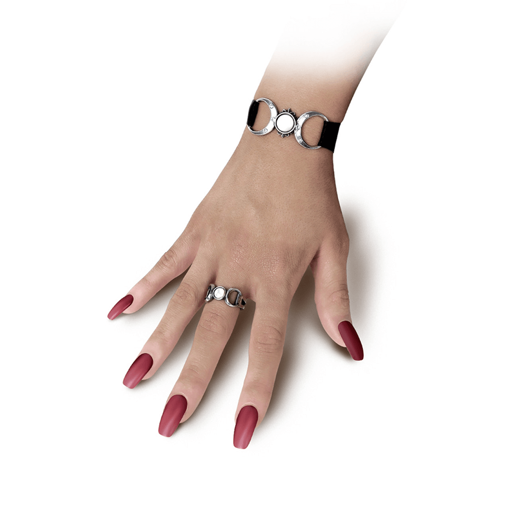 Gothic Triple Goddess Choker with Moon and Crystal Details