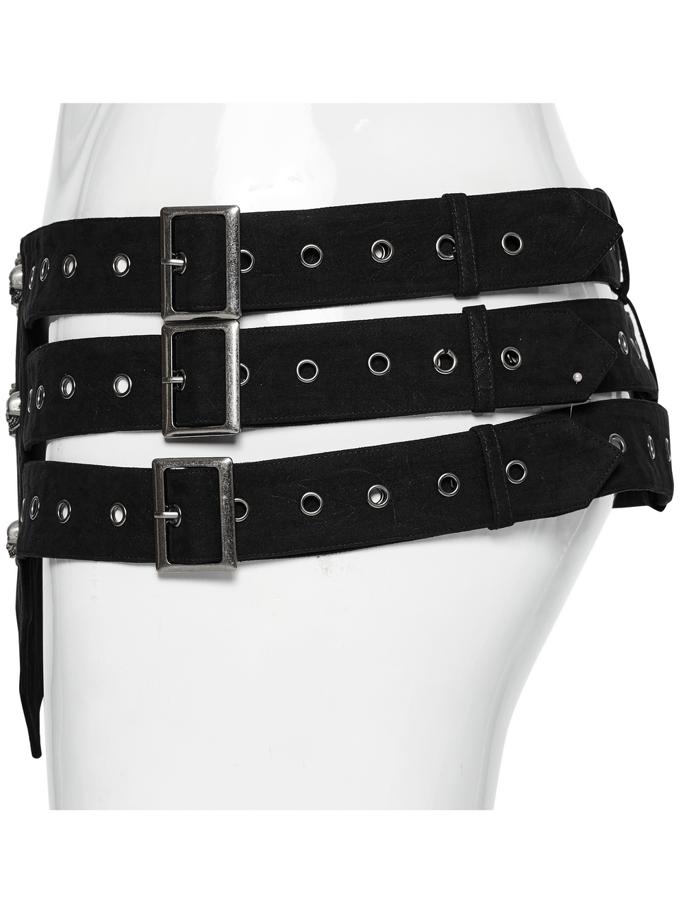 Gothic Triple-Row Adjustable Punk Belt with Skull Studs