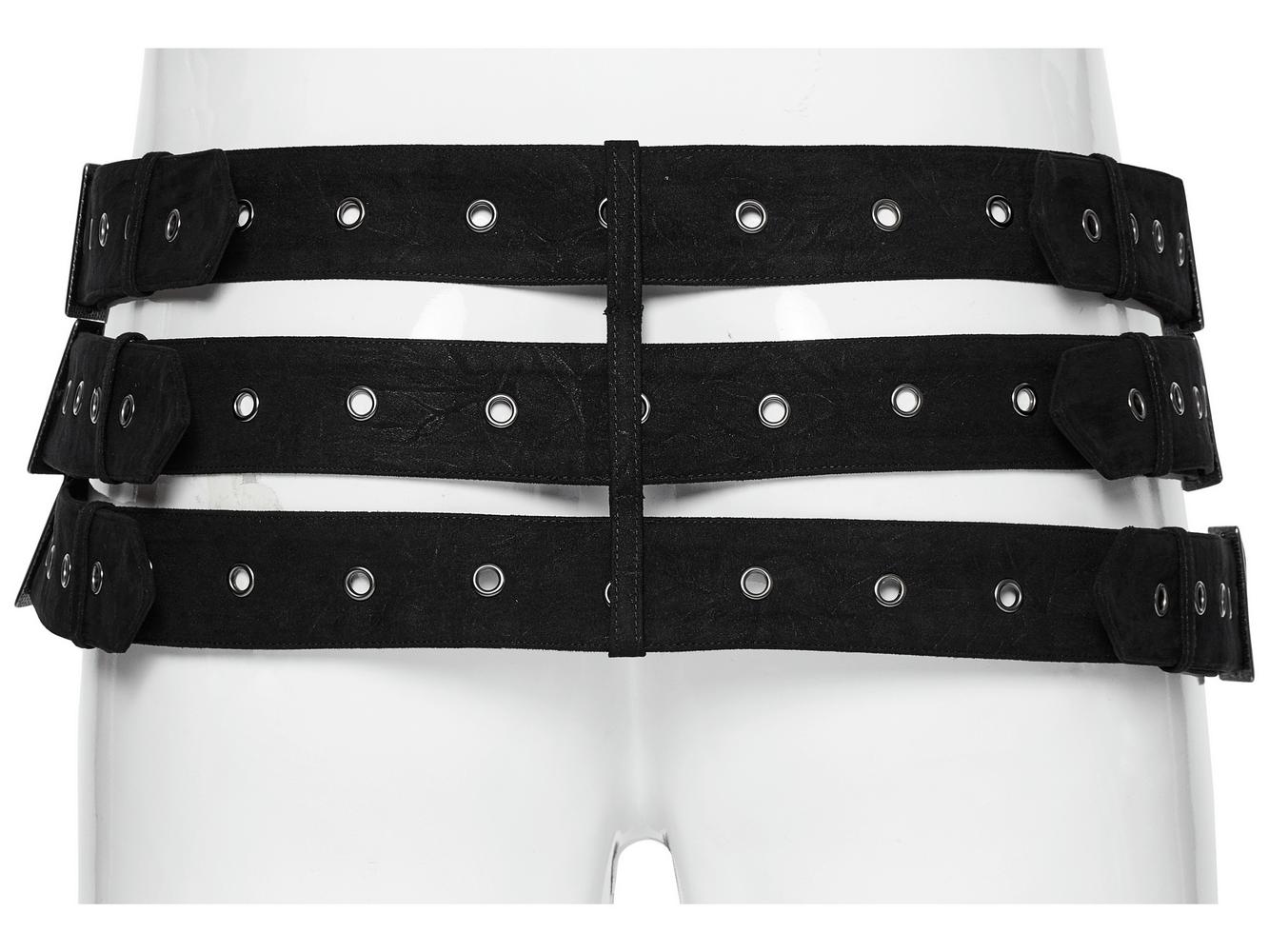 Gothic Triple-Row Adjustable Punk Belt with Skull Studs