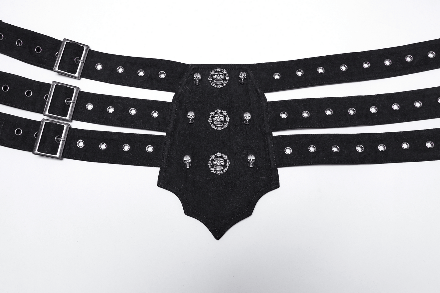 Gothic Triple-Row Adjustable Punk Belt with Skull Studs