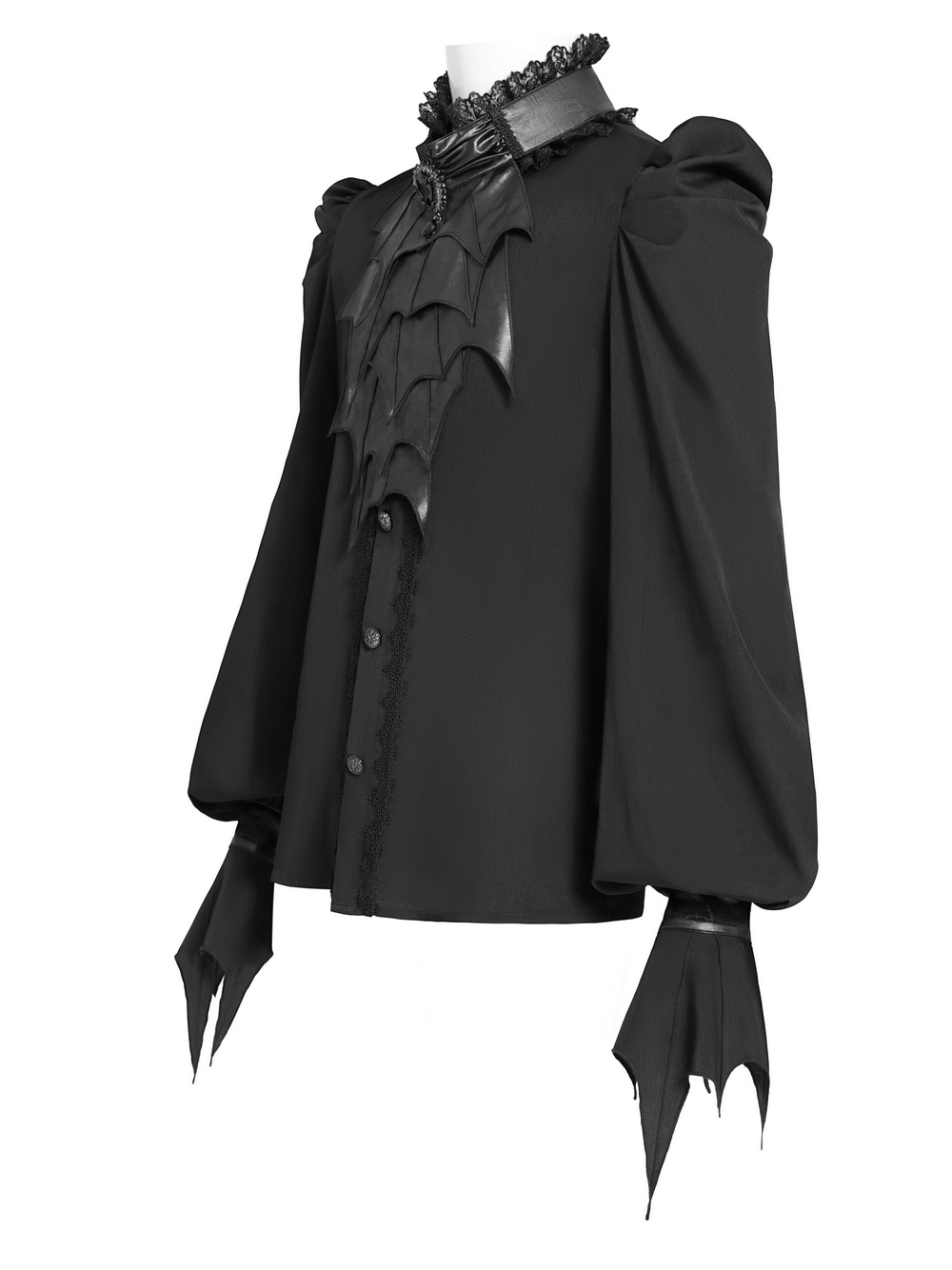 Gothic Vampire Bat Wing Blouse with Lace Collar