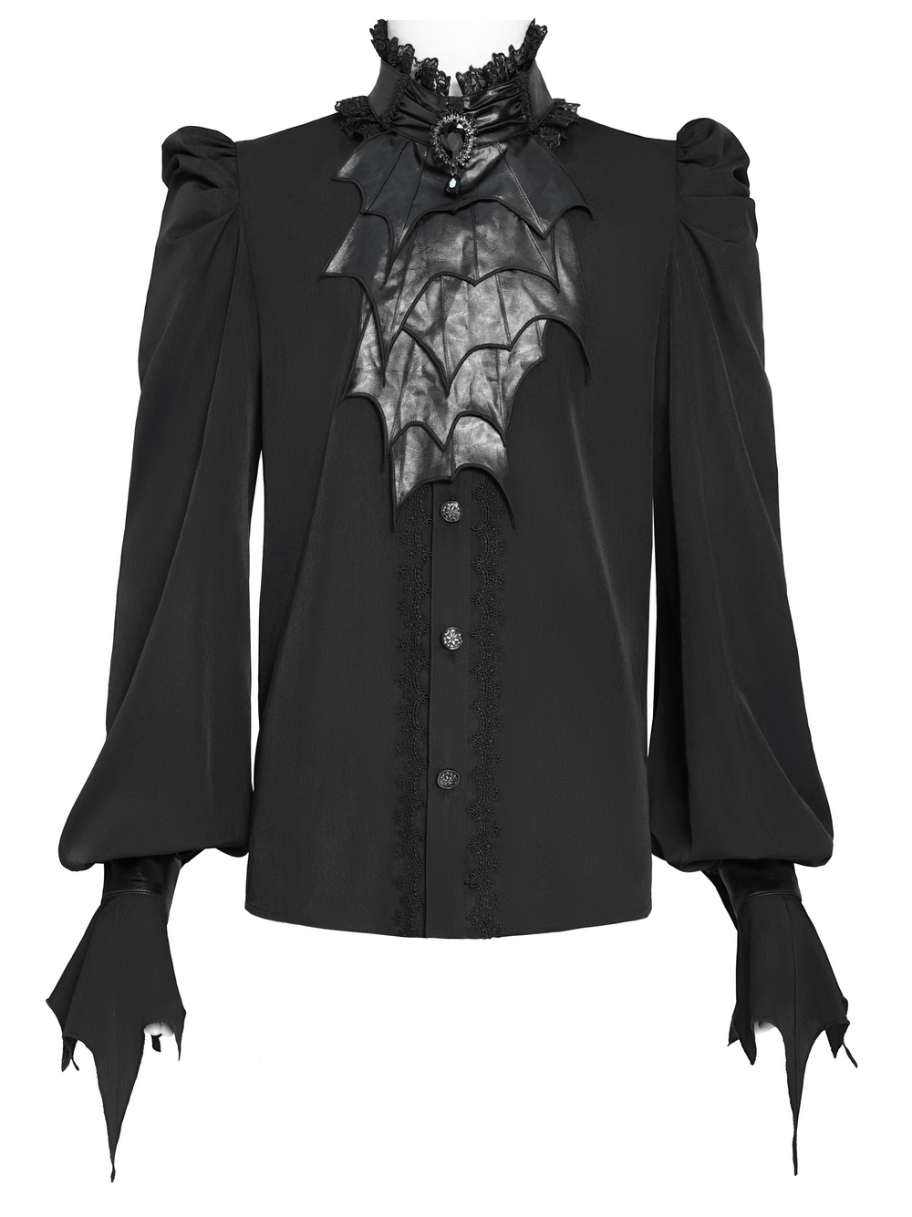Gothic Vampire Bat Wing Blouse with Lace Collar