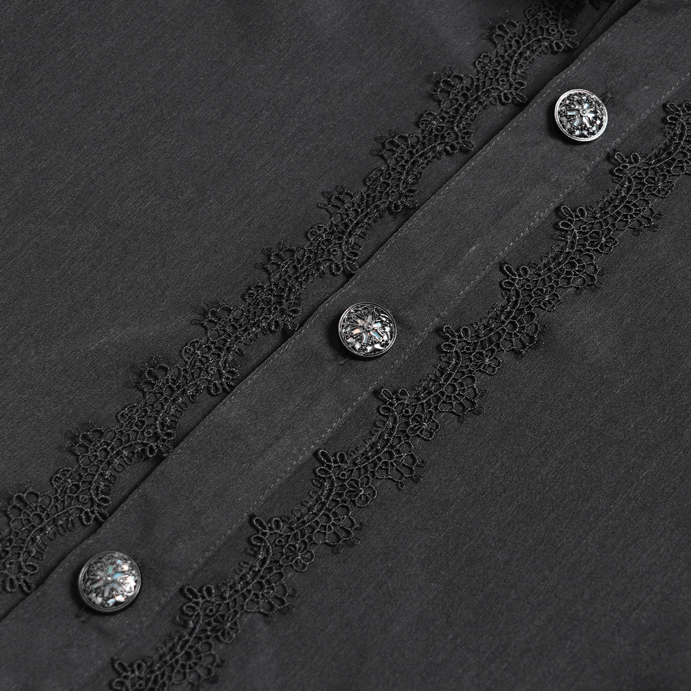 Gothic Vampire Bat Wing Blouse with Lace Collar