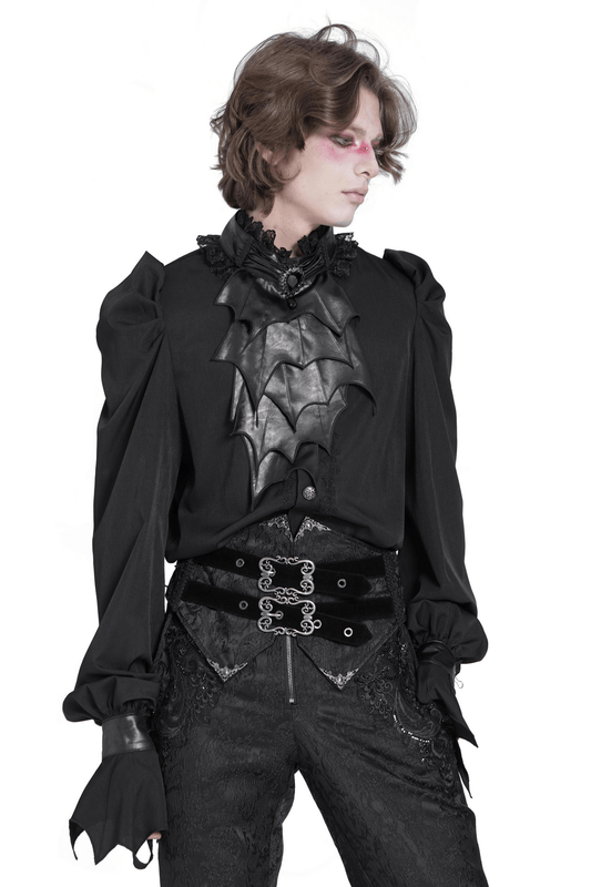 Gothic Vampire Bat Wing Blouse with Lace Collar