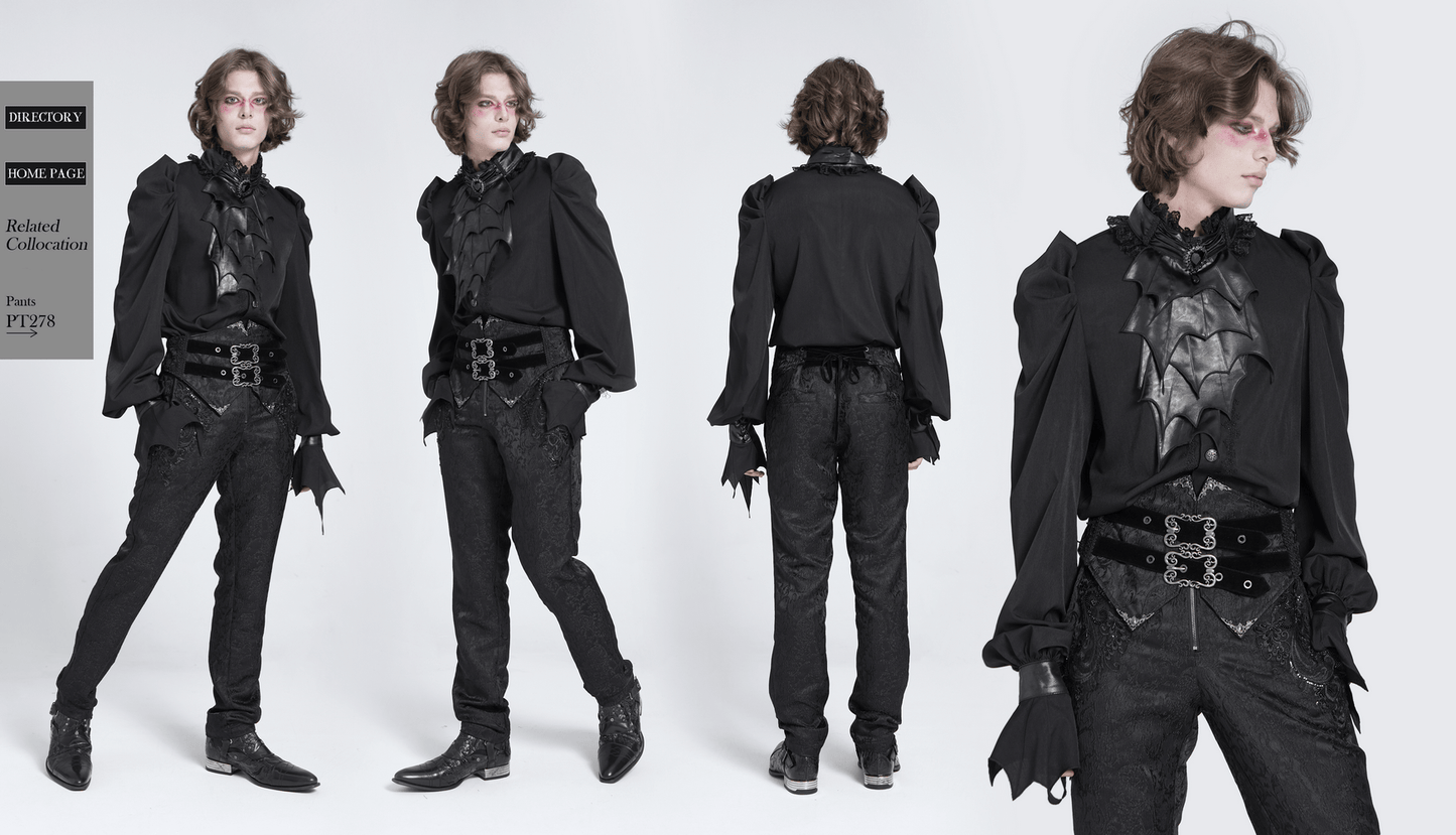 Gothic Vampire Bat Wing Blouse with Lace Collar