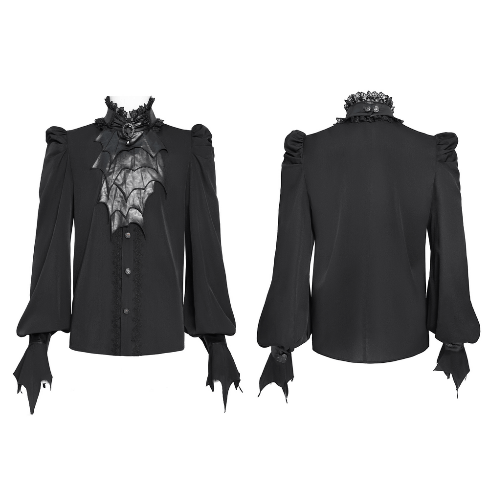 Gothic Vampire Bat Wing Blouse with Lace Collar