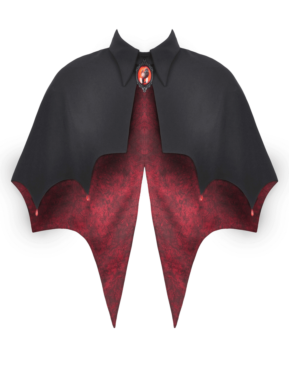 Gothic Vampire Cape with High Collar and Jewel Clasp