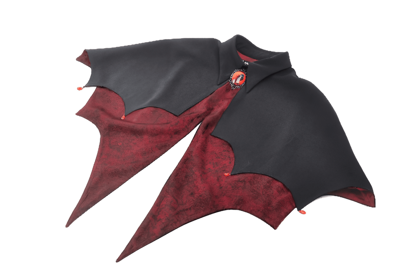Gothic Vampire Cape with High Collar and Jewel Clasp