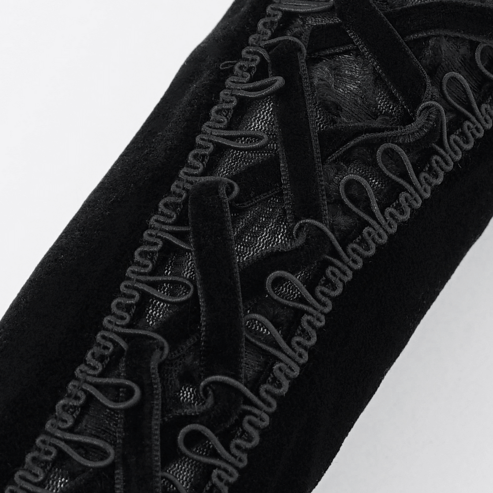 Gothic Velvet and Lace Detailed Gloves for Evenings