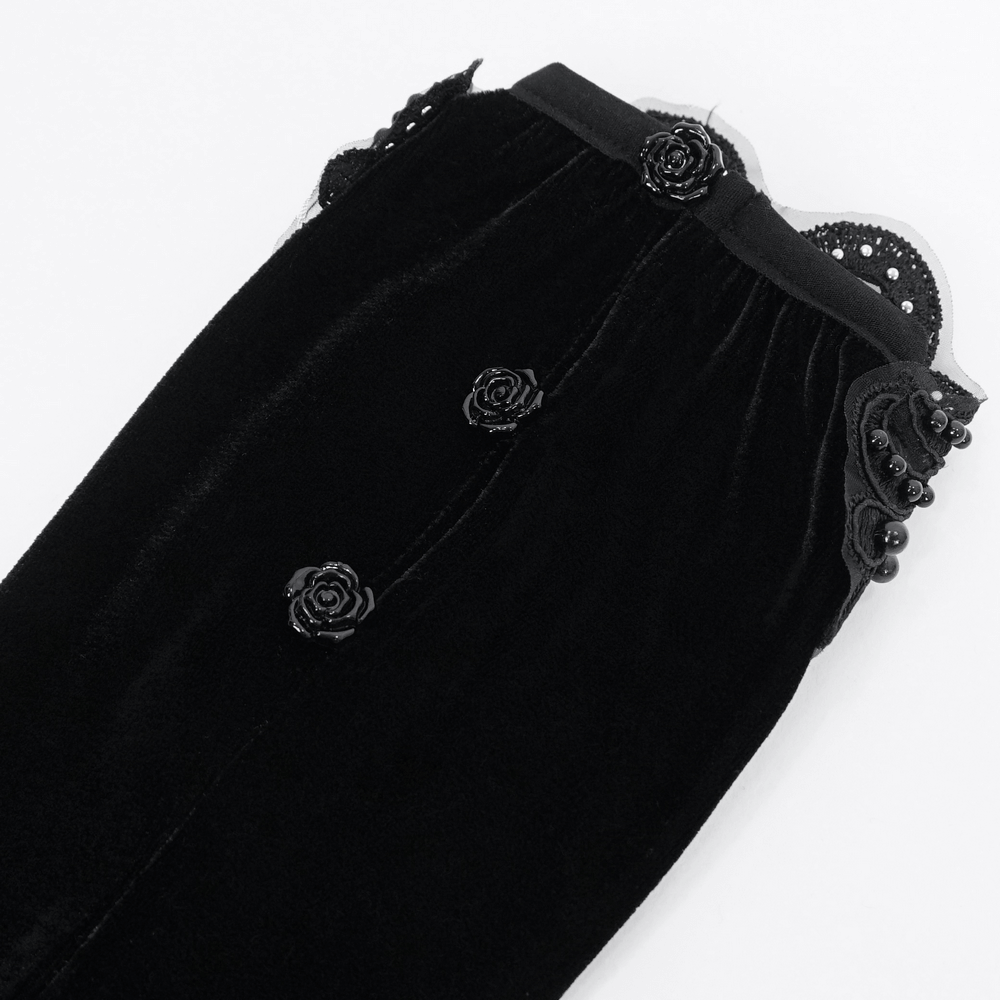 Gothic Velvet and Lace Detailed Gloves for Evenings