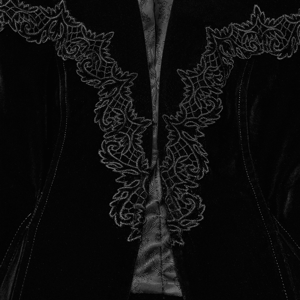 Gothic Velvet Bat Hem Jacket with Lace Details