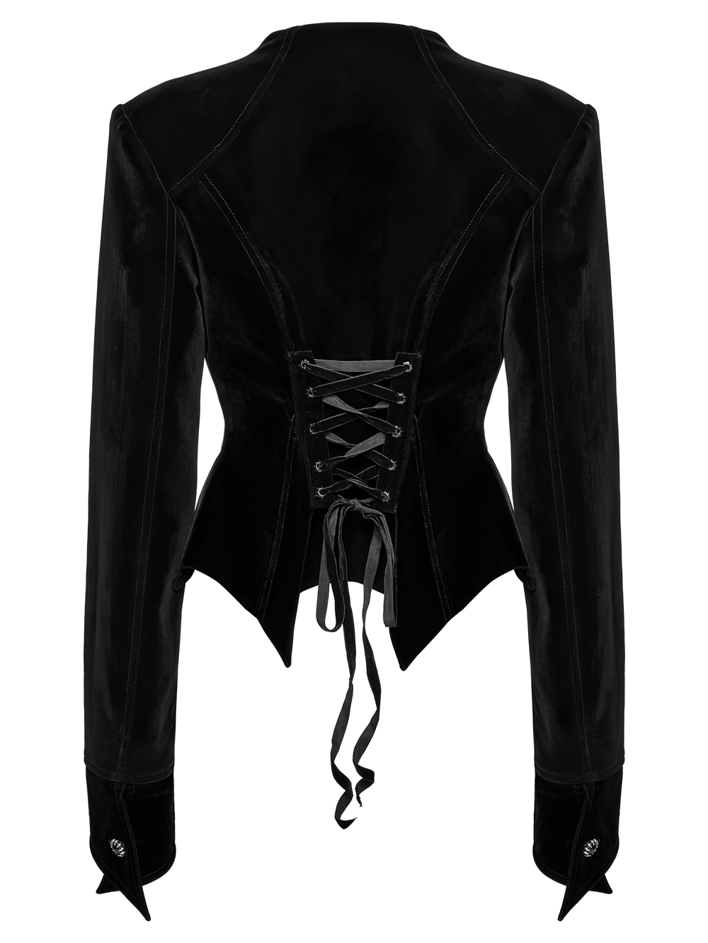 Gothic Velvet Bat Hem Jacket with Lace Details