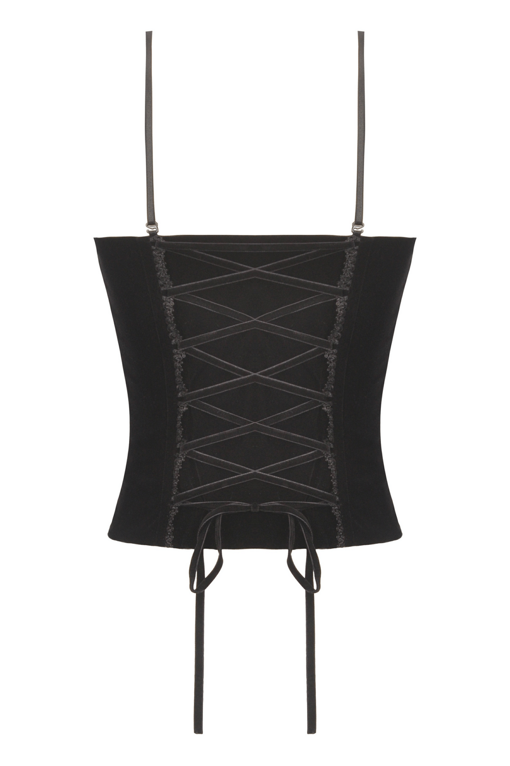 Gothic Velvet Corset Top with Lace and Chain Details