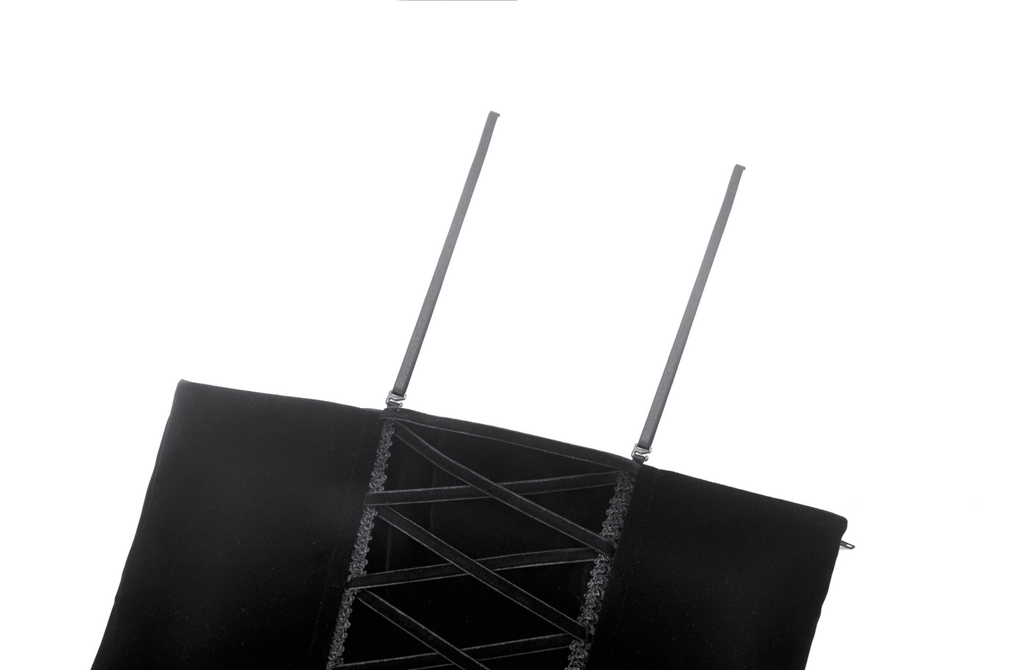 Gothic Velvet Corset Top with Lace and Chain Details