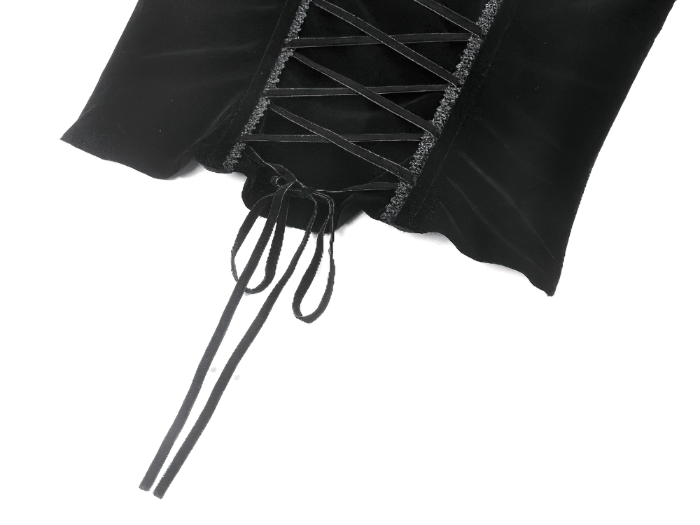 Gothic Velvet Corset Top with Lace and Chain Details