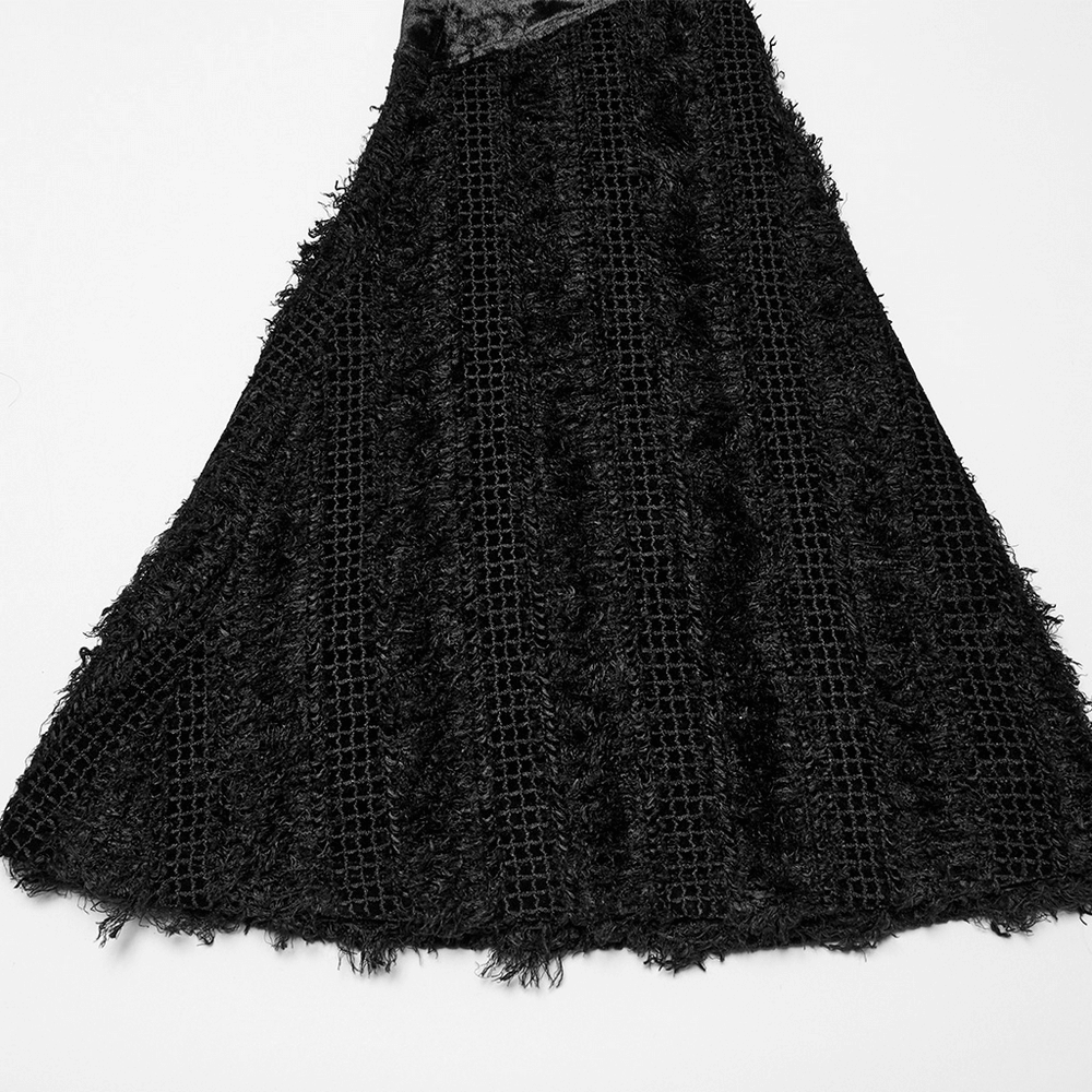 Gothic Velvet Fur Trim Skirt and Detachable Flare Pants