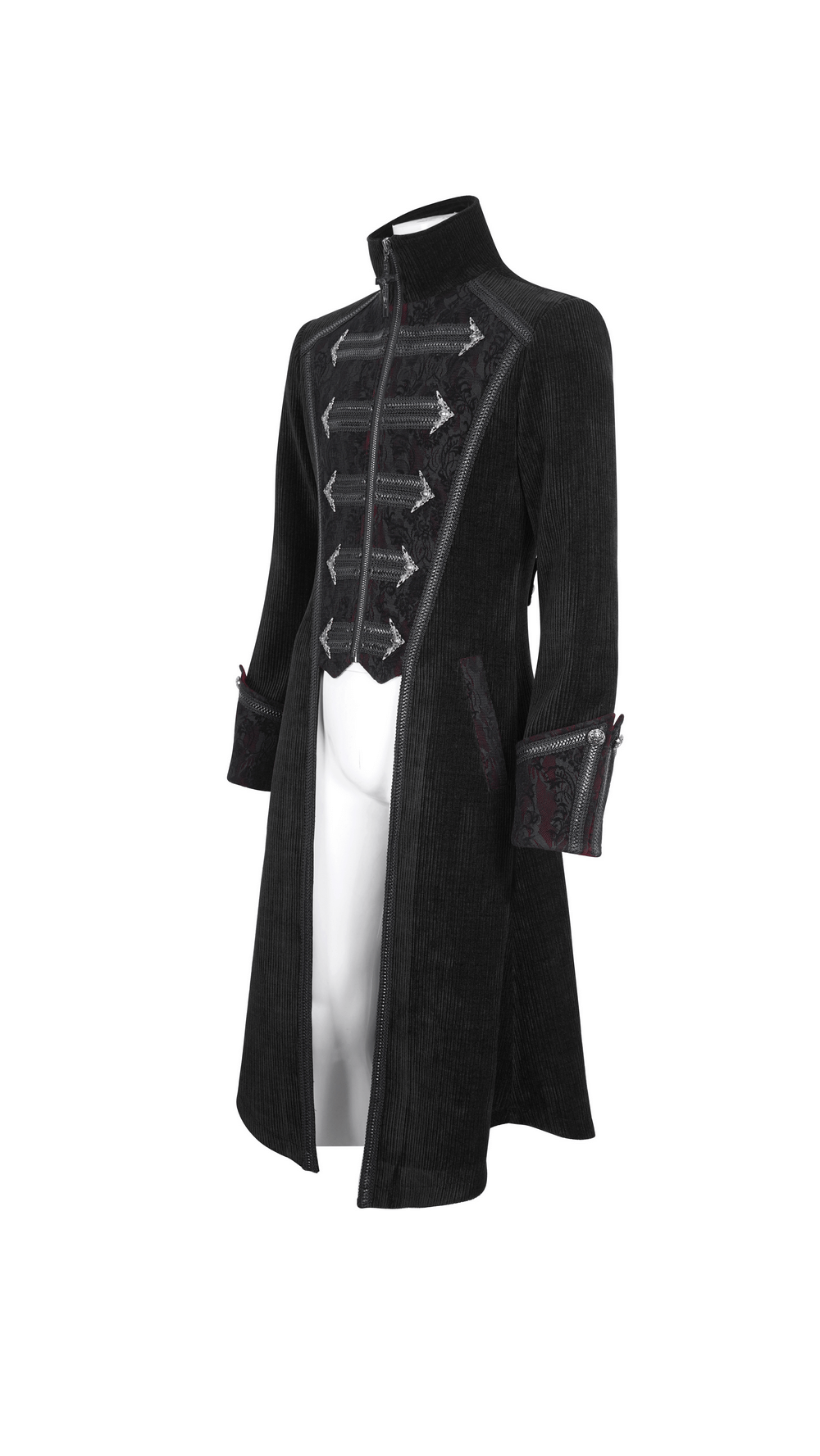 Gothic Velvet Tailcoat for Men with Embroidered Details