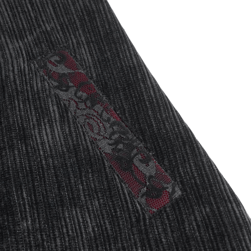 Gothic Velvet Tailcoat for Men with Embroidered Details