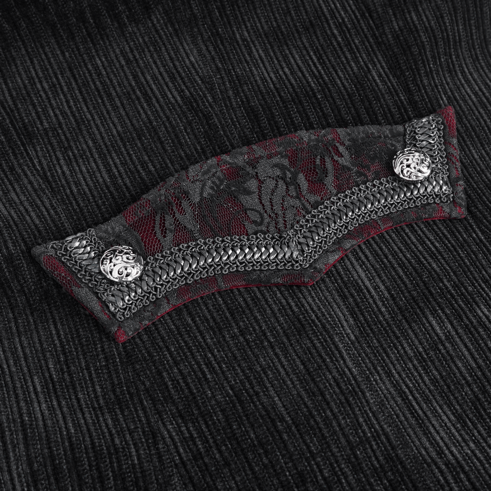 Gothic Velvet Tailcoat for Men with Embroidered Details