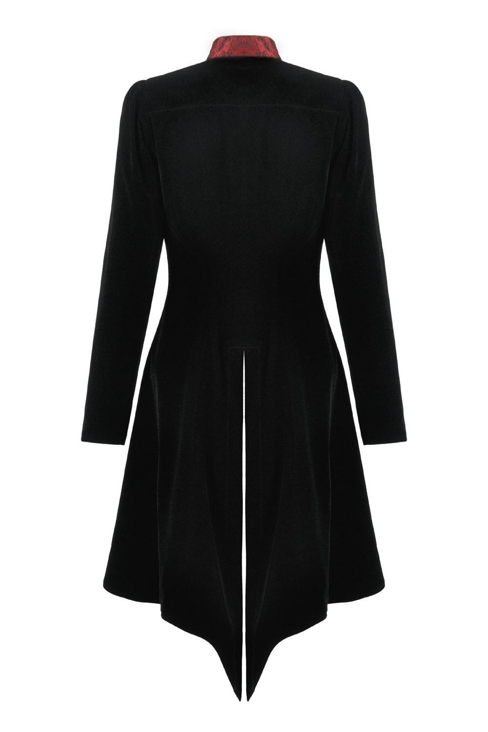 Gothic Velvet Tailcoat with Wine Red Ruffled Shirt Insert