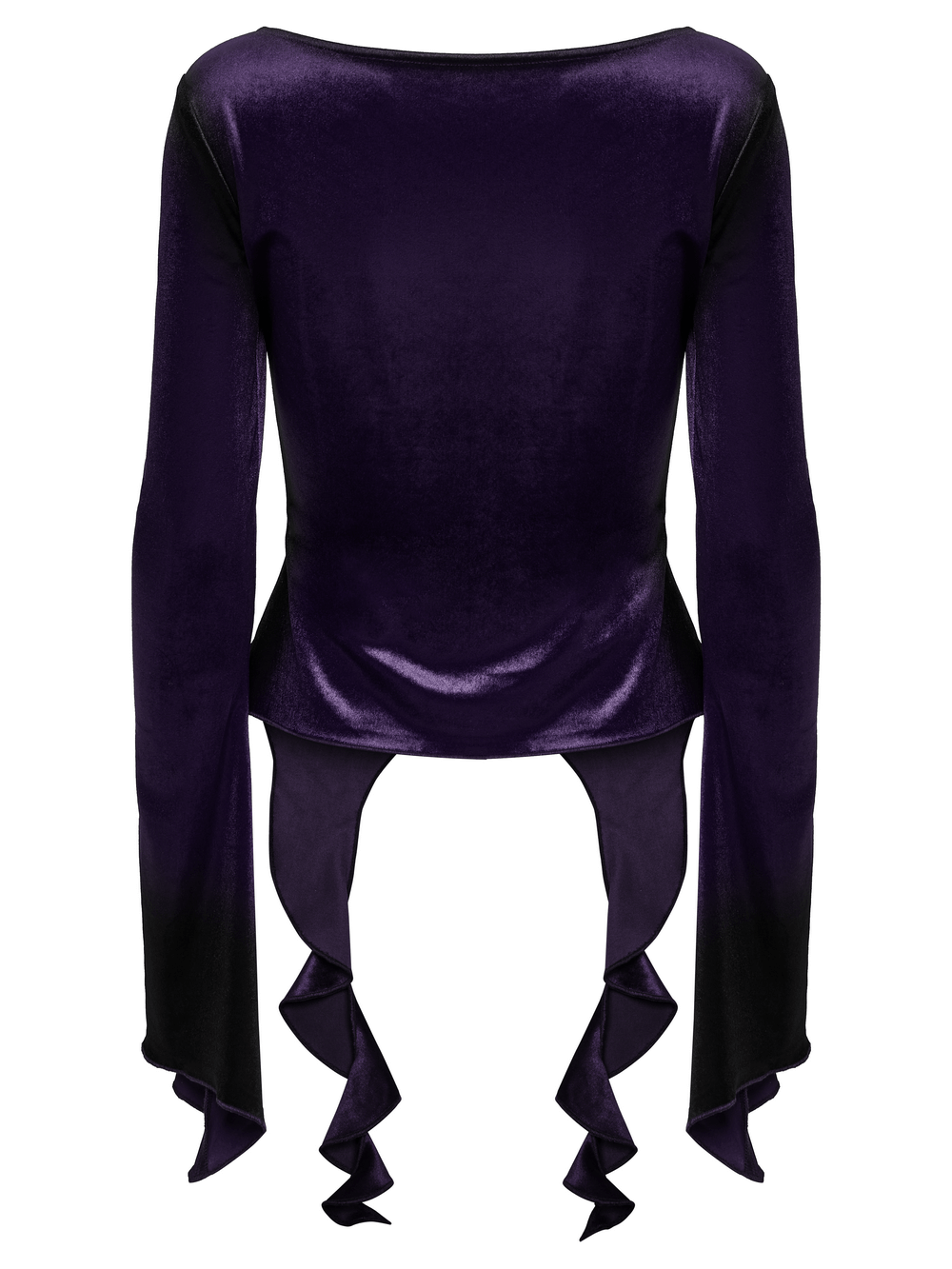 Gothic Velvet Top with Metal Buckles and Dramatic Hem