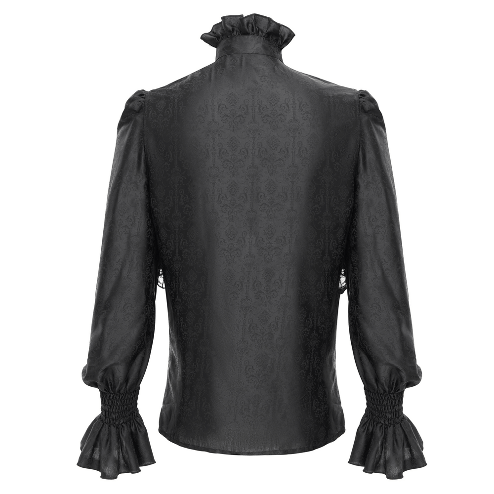 Gothic Victorian High Neck Shirt with Ruffle Front