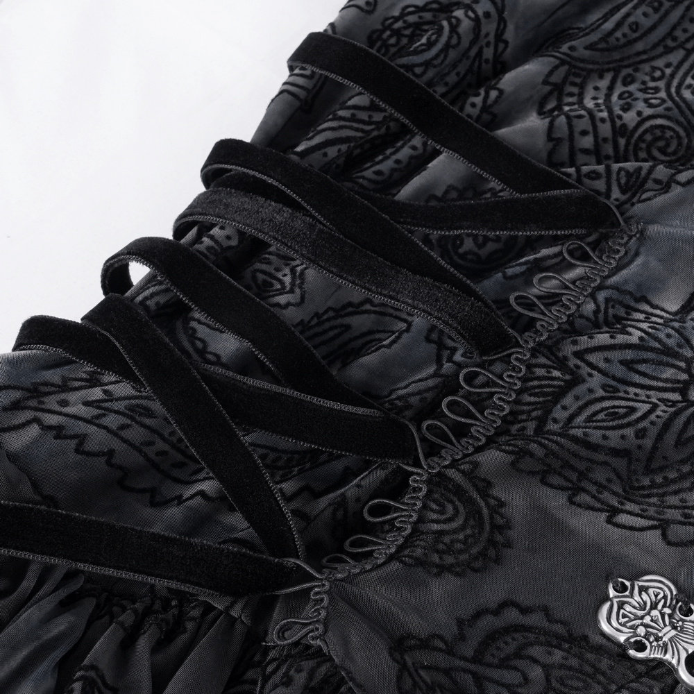 Gothic Victorian Hooded Lace Cape with Asymmetrical Hem