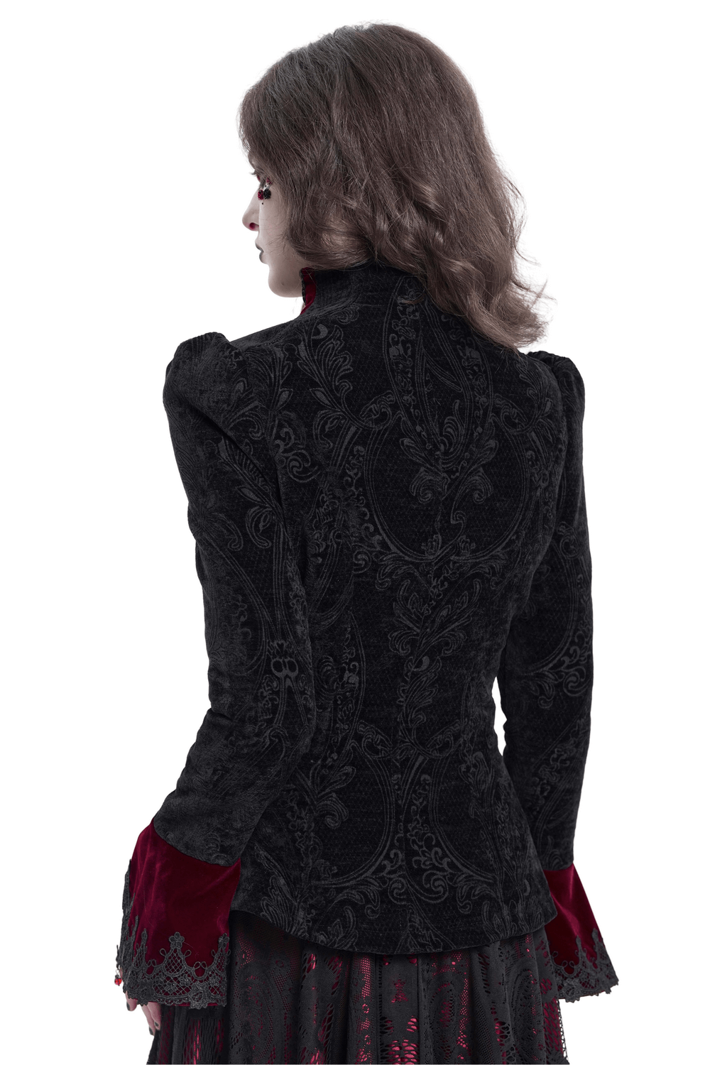 Gothic Victorian Jacket with Chains and Bell Sleeves