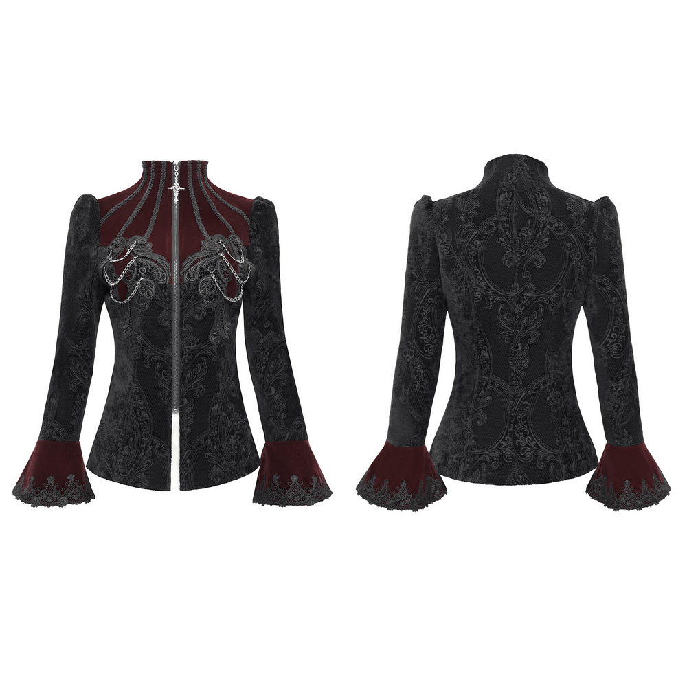 Gothic Victorian Jacket with Chains and Bell Sleeves