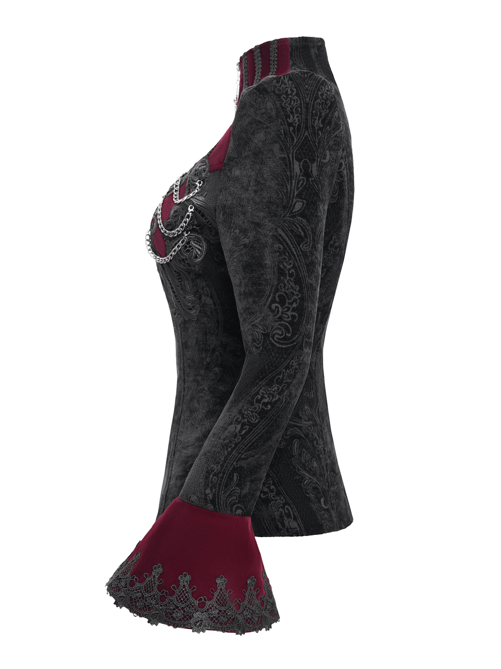 Gothic Victorian Jacket with Chains and Bell Sleeves