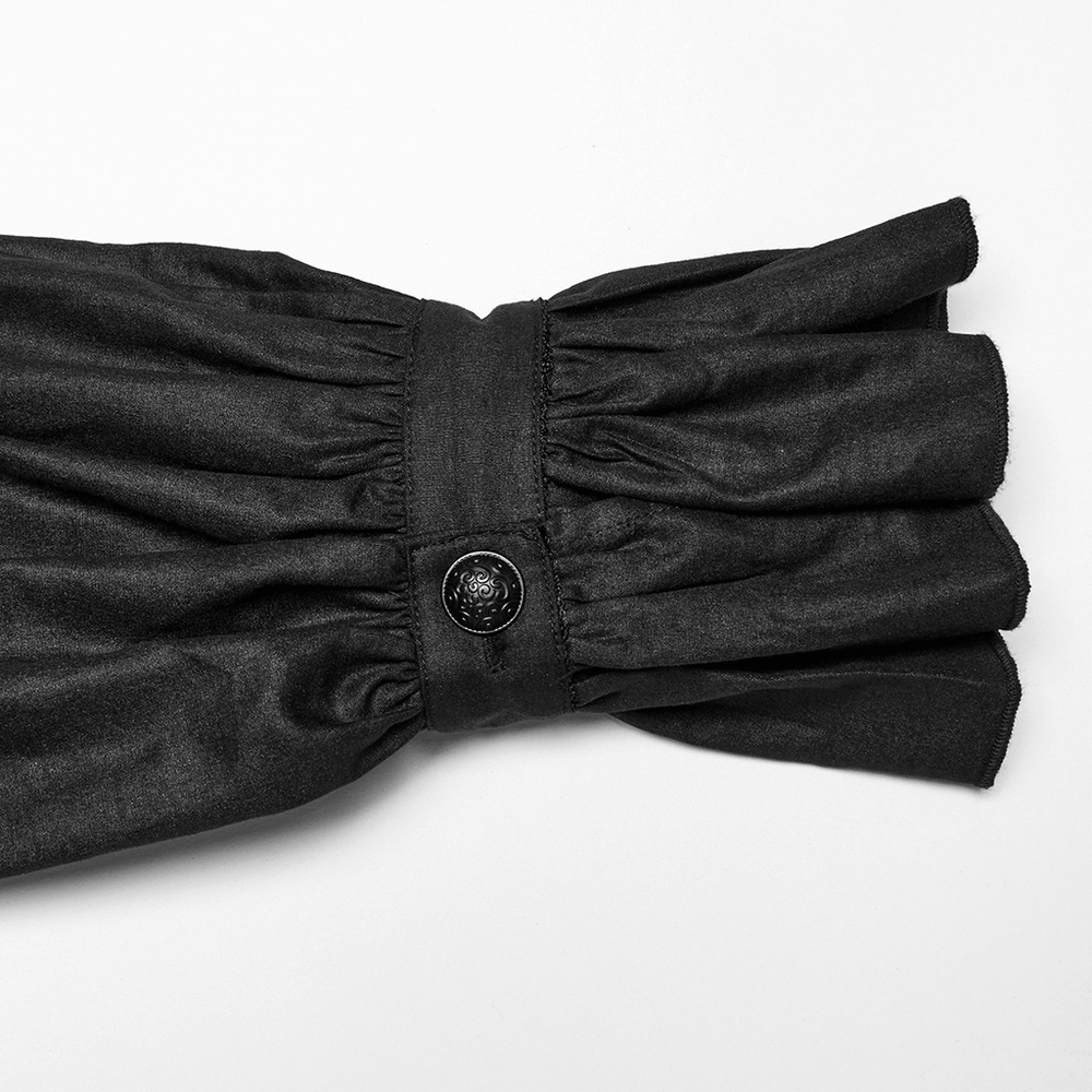 Gothic Victorian Shirt with Ruffled Collar and Sleeves