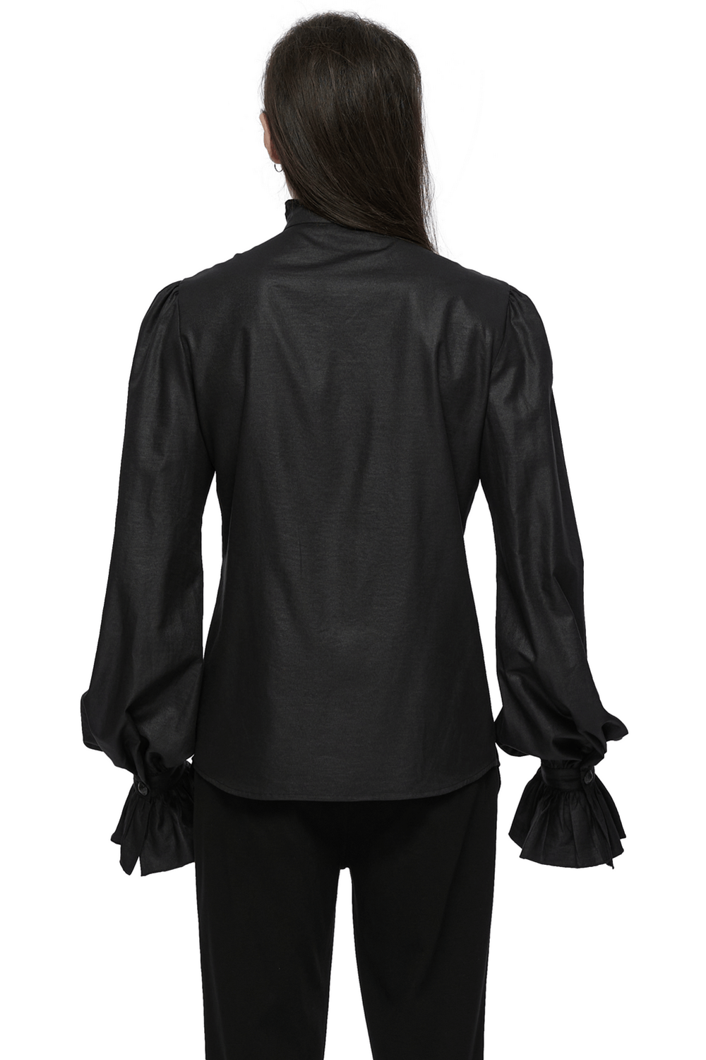 Gothic Victorian Shirt with Ruffled Collar and Sleeves