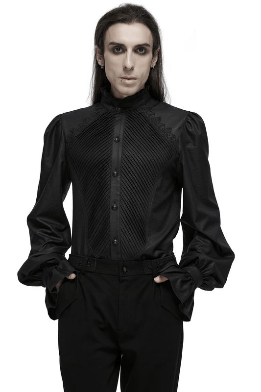 Gothic Victorian Shirt with Ruffled Collar and Sleeves