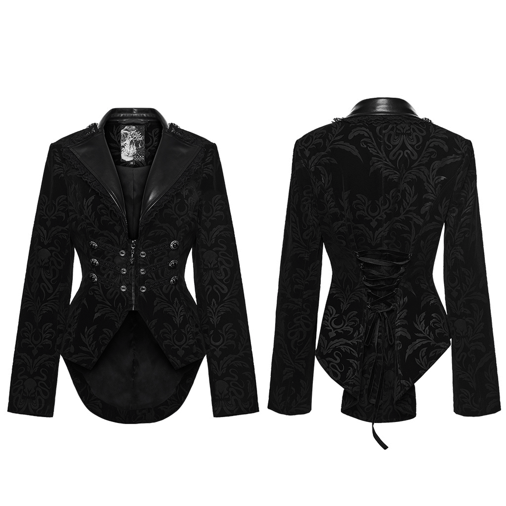 Gothic Vintage Lace-Up Velvet Jacket with Gemstone Buttons