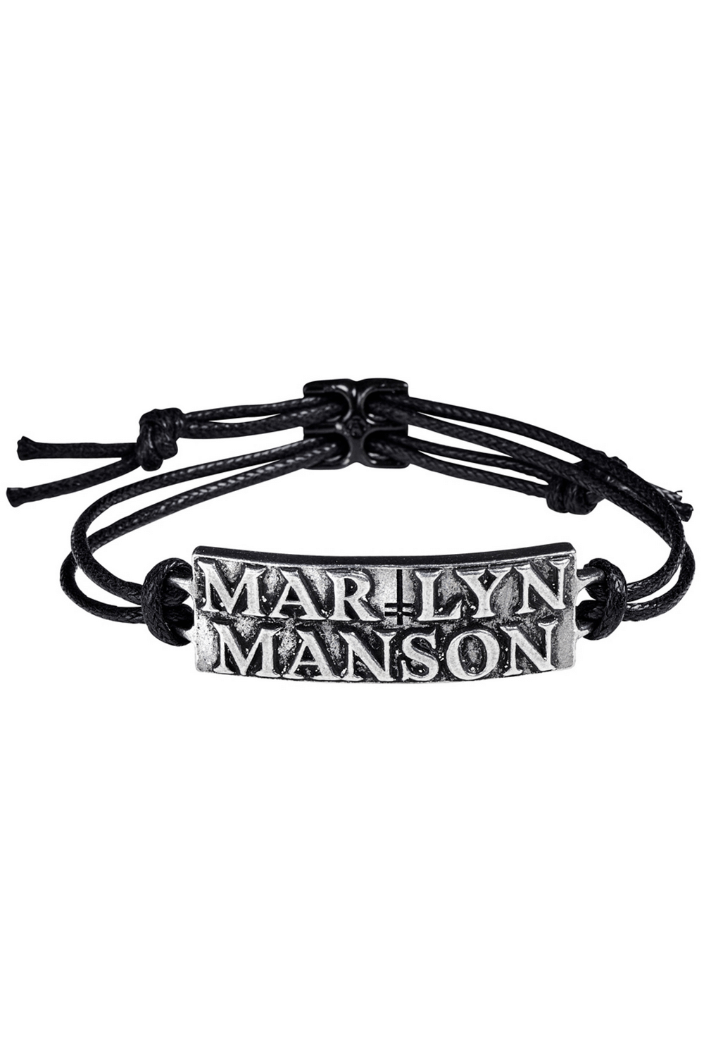 Marilyn Manson 3D Pewter Logo Bracelet on Black Cord