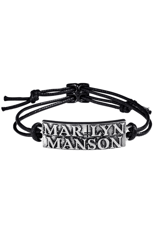 Marilyn Manson 3D Pewter Logo Bracelet on Black Cord
