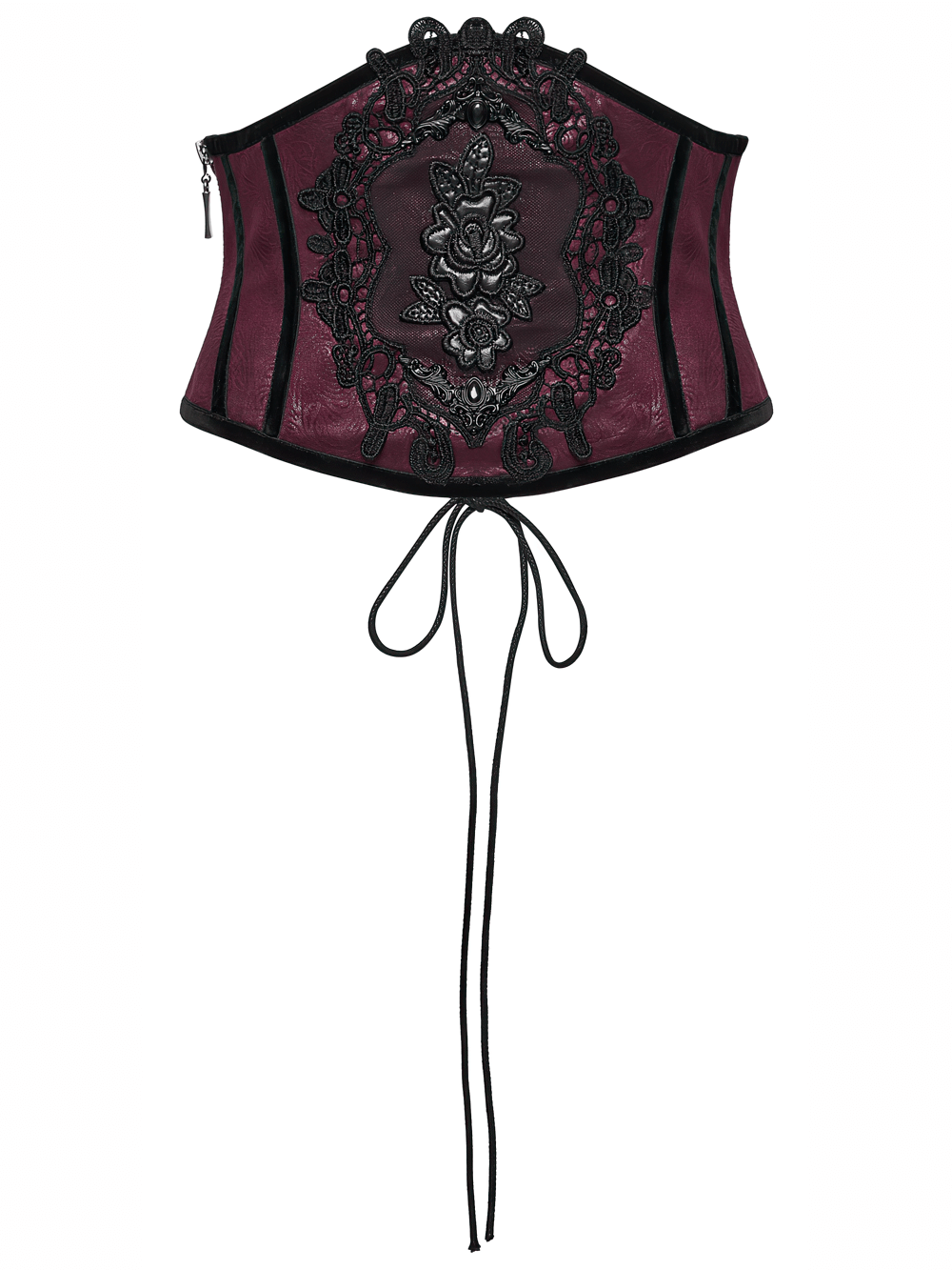 Gothic Waist Corset Belt with Lace Applique Detail