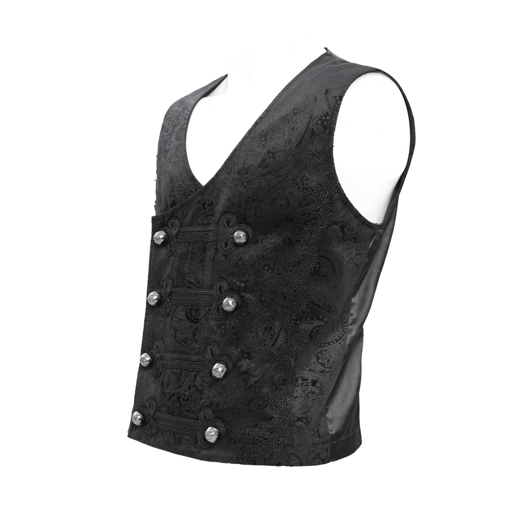 Gothic Waistcoat with Decorative Buttons for Men