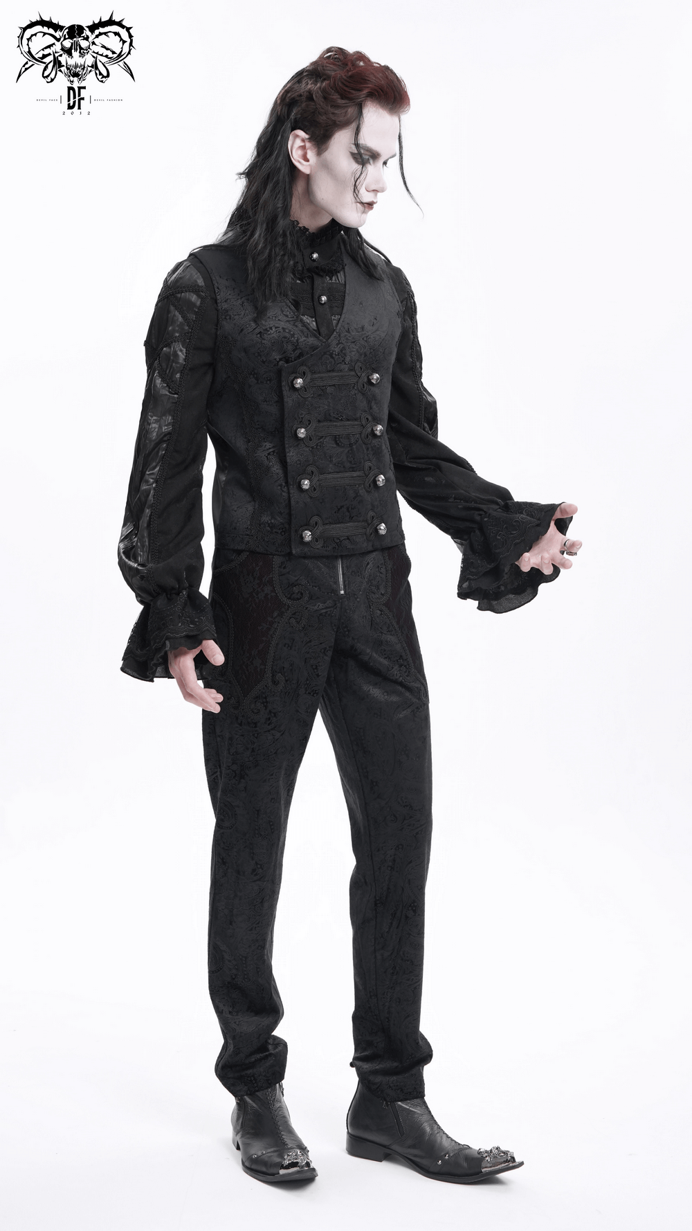 Gothic Waistcoat with Decorative Buttons for Men