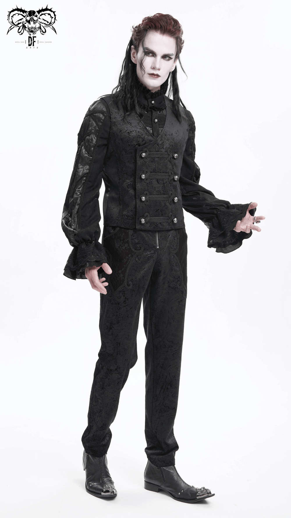 Gothic Waistcoat with Decorative Buttons for Men