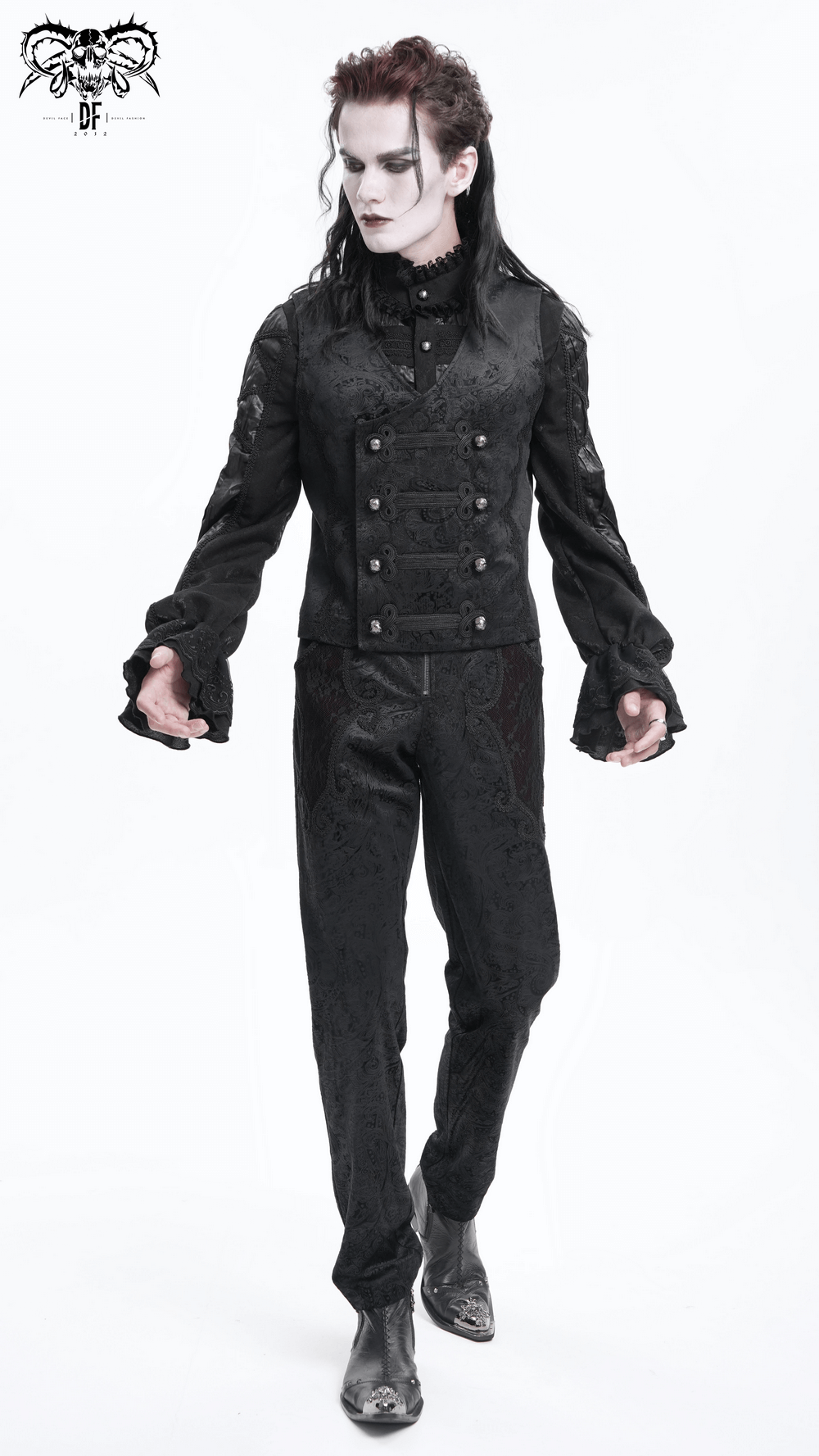Gothic Waistcoat with Decorative Buttons for Men