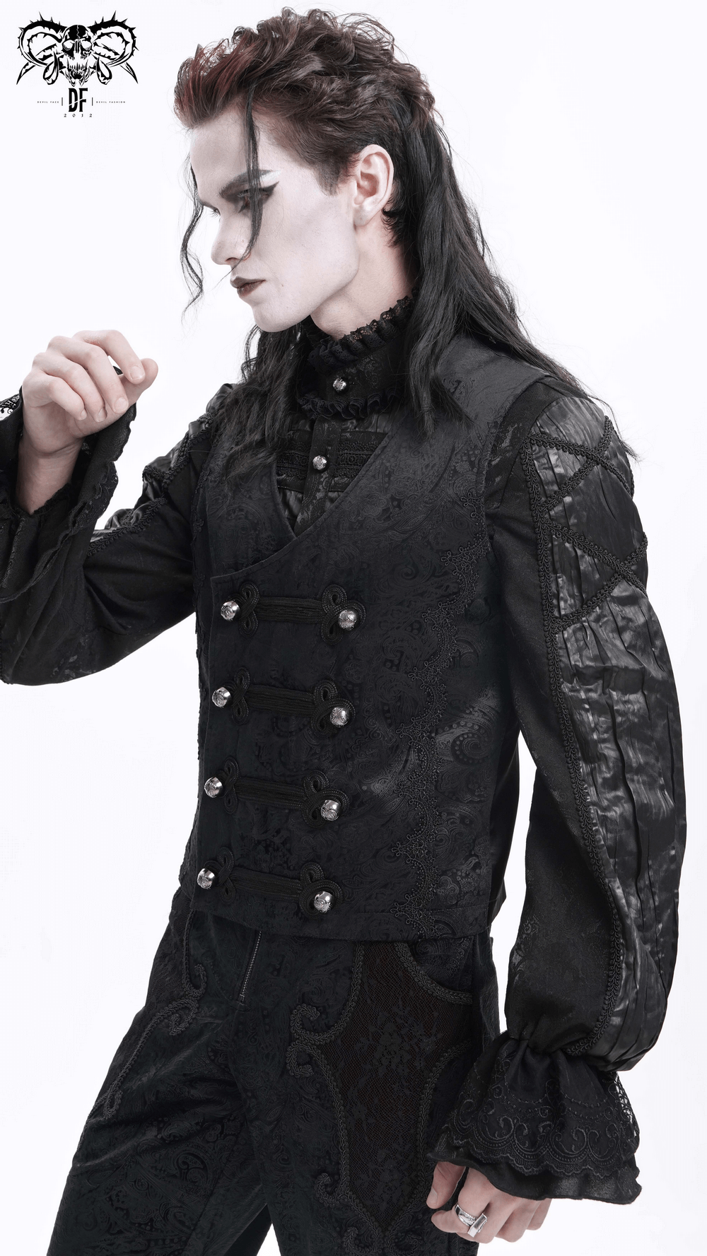 Gothic Waistcoat with Decorative Buttons for Men