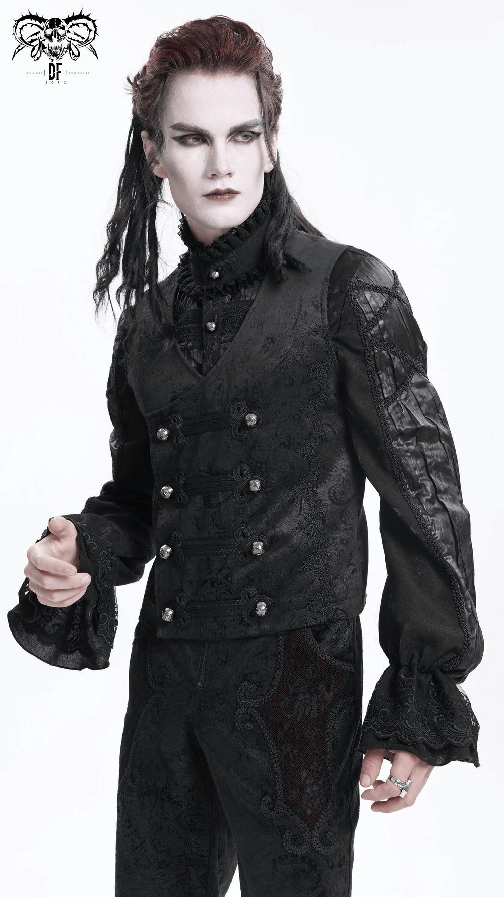 Gothic Waistcoat with Decorative Buttons for Men