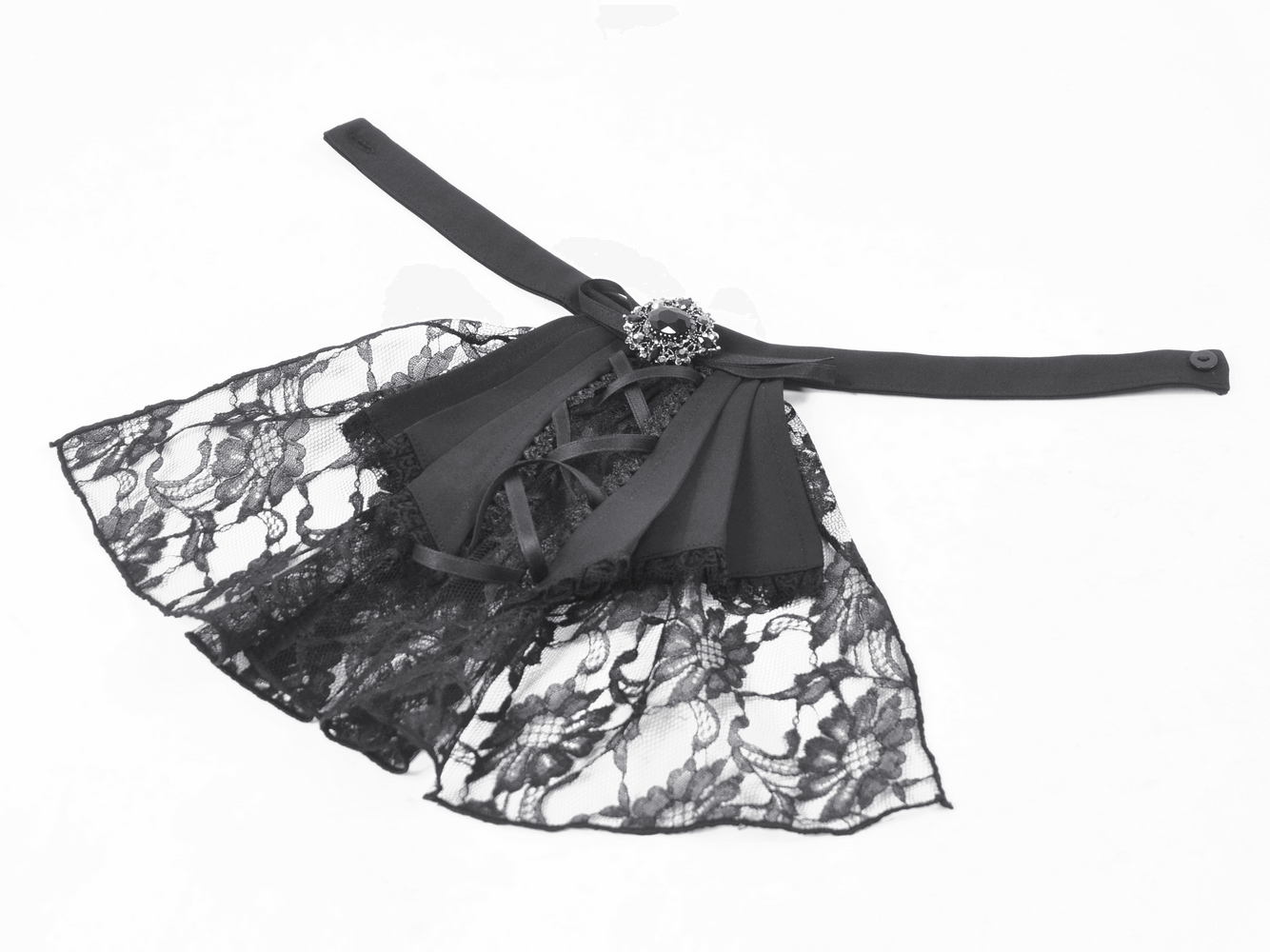 Gothic White Blouse With Detachable Lace Jabot