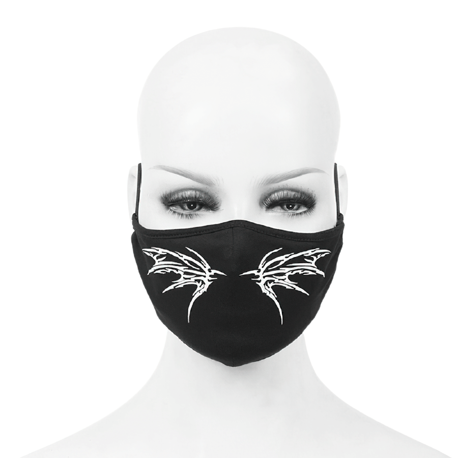 Gothic White Butterfly Face Mask / Mask with Adjustable Elastic Bands