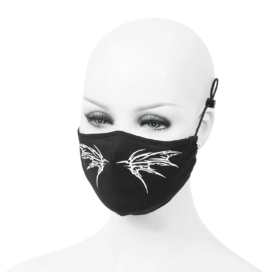 Gothic White Butterfly Face Mask / Mask with Adjustable Elastic Bands