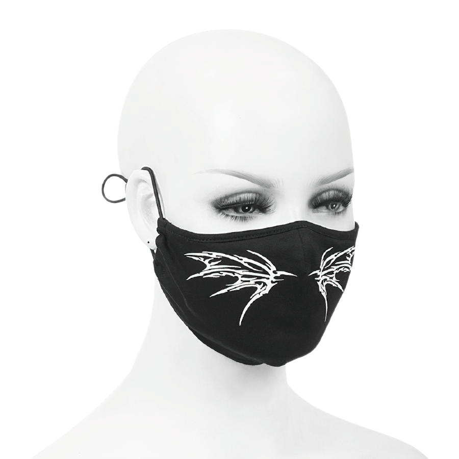 Gothic White Butterfly Face Mask / Mask with Adjustable Elastic Bands