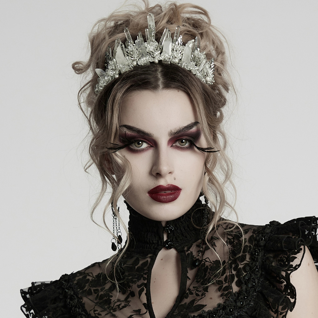 Gothic White Crystal Crown with Frosted Spikes
