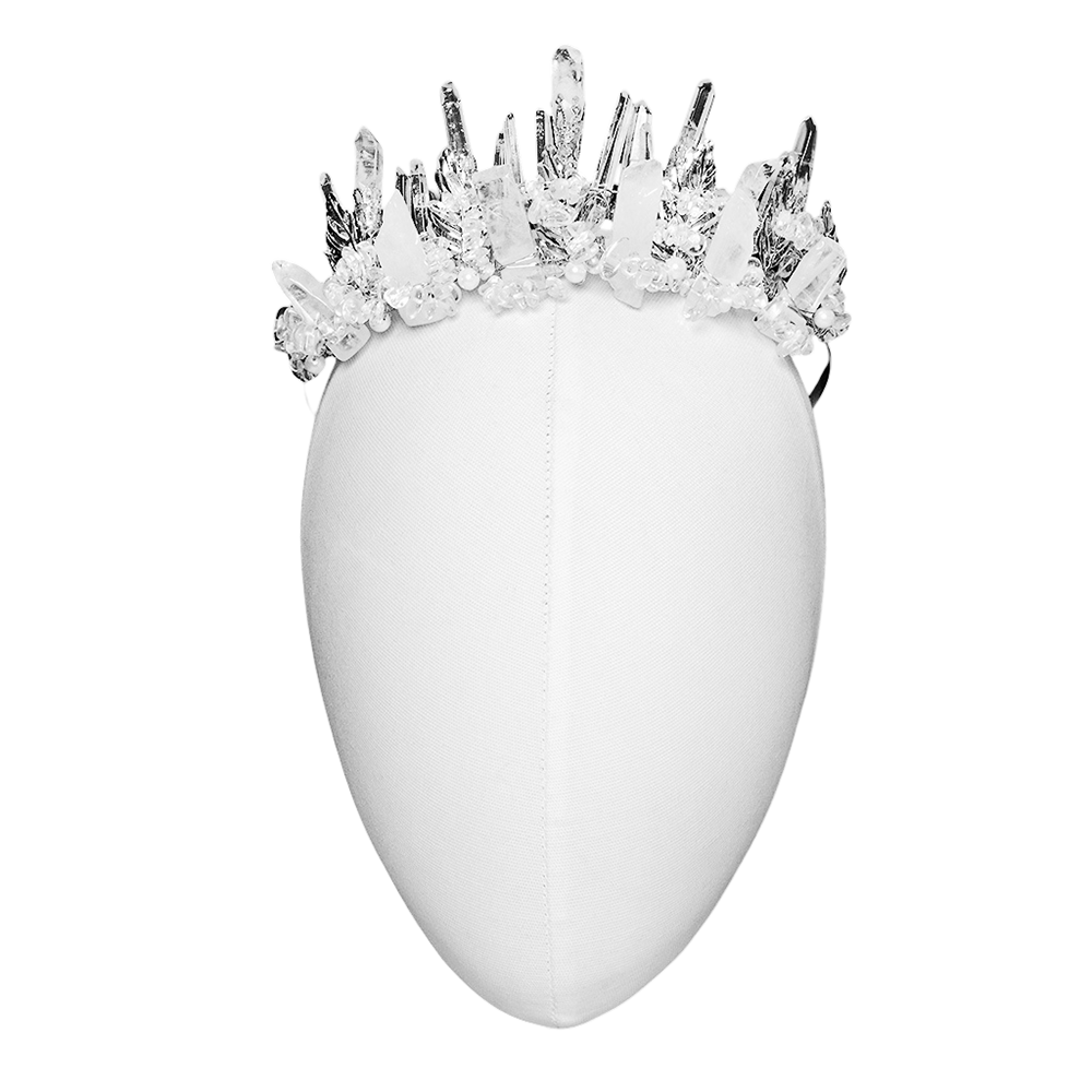 Gothic White Crystal Crown with Frosted Spikes