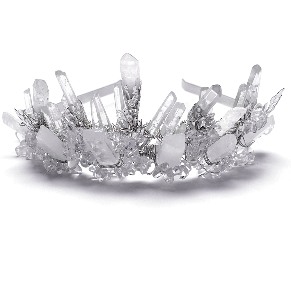 Gothic White Crystal Crown with Frosted Spikes